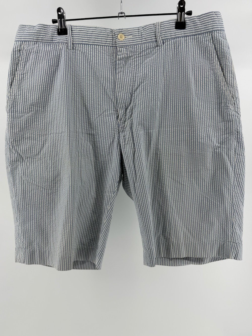 POLO Ralph Lauren 100% Cotton Seersucker Shorts, Blue White Stripe, Men's 36
